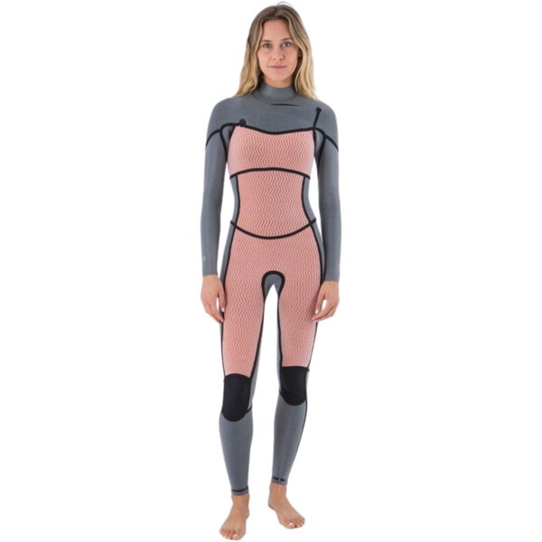 2025 Hurley Femmes Plus 5/3mm à Capuche Chest Zip Combinaison Néoprène WFS0012544 - Black / Graphite